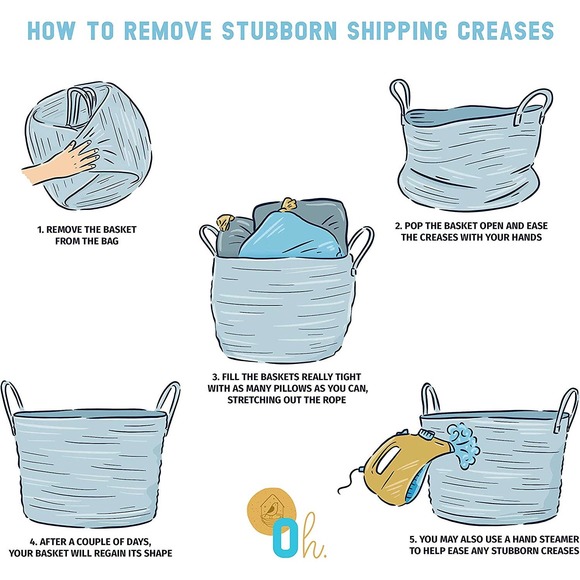 OrganiHaus XXL Cotton Rope Basket with Leather Handles Wide 20"x13.3" - Picture 4 of 6